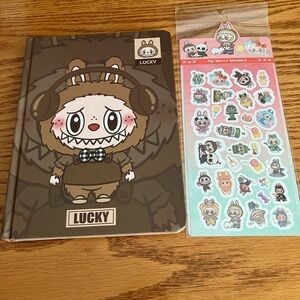 Labubu Brown Notebook with Stickers